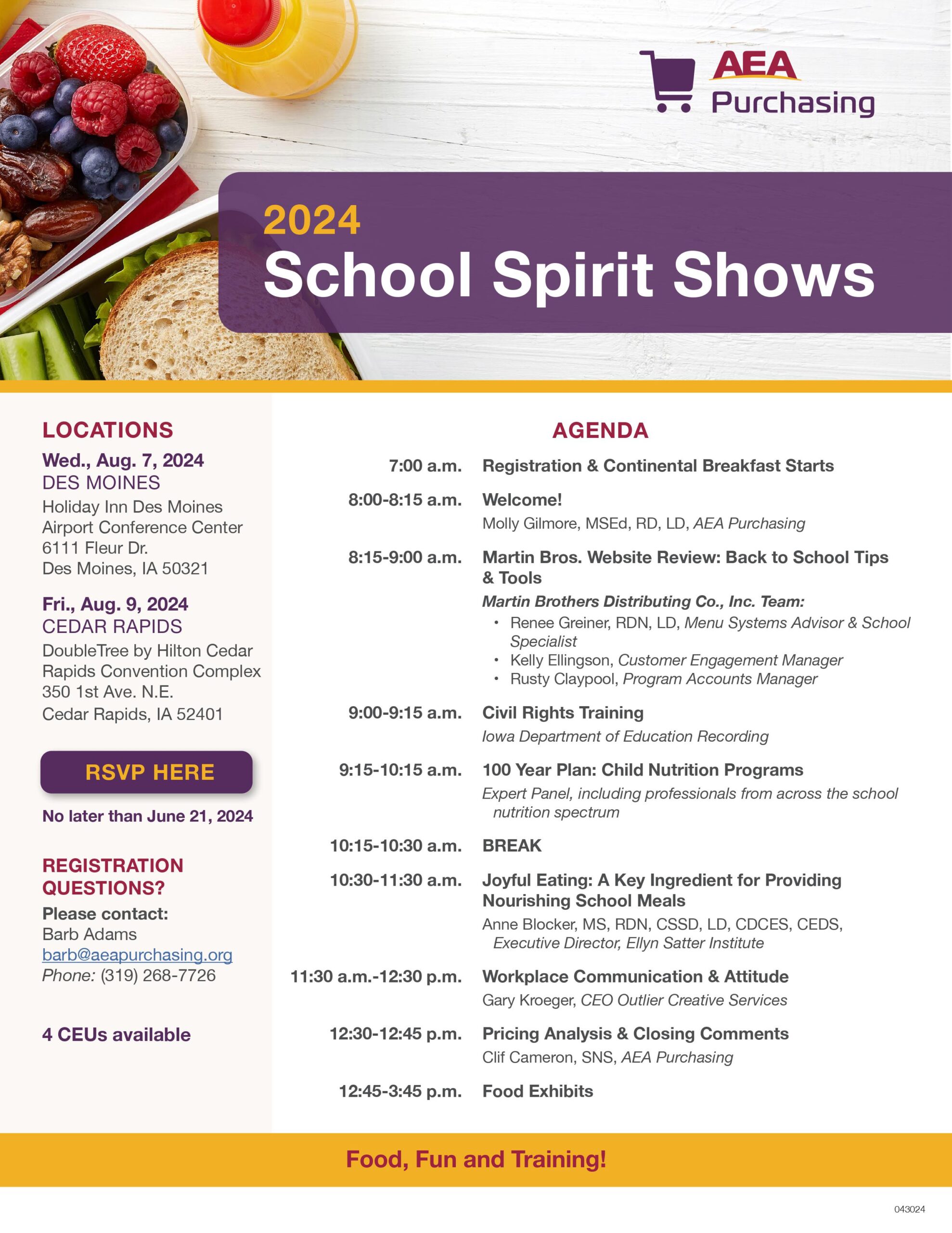 AEA Purch Food School Spirit Shows 2024